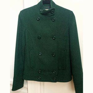 MANGO MNG CASUAL DARK GREEN WOOL BOMBER JACKET